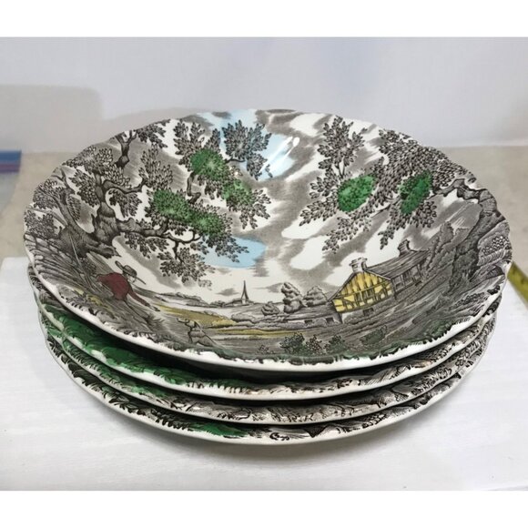 Set Of 4 Myott The Hunter Bowls Made In England 6.5" Diameter Permanent Colours - Picture 3 of 8